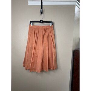 Love 21  Women's Coral Peach Skirt Size M midi skirt‎ cotton pleated zipper
